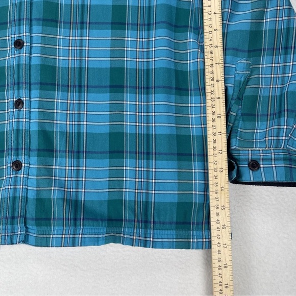 LL Bean Shacket Womens Large Blue White Plaid Fleece Lined Button Up Barn Chore - Picture 10 of 11